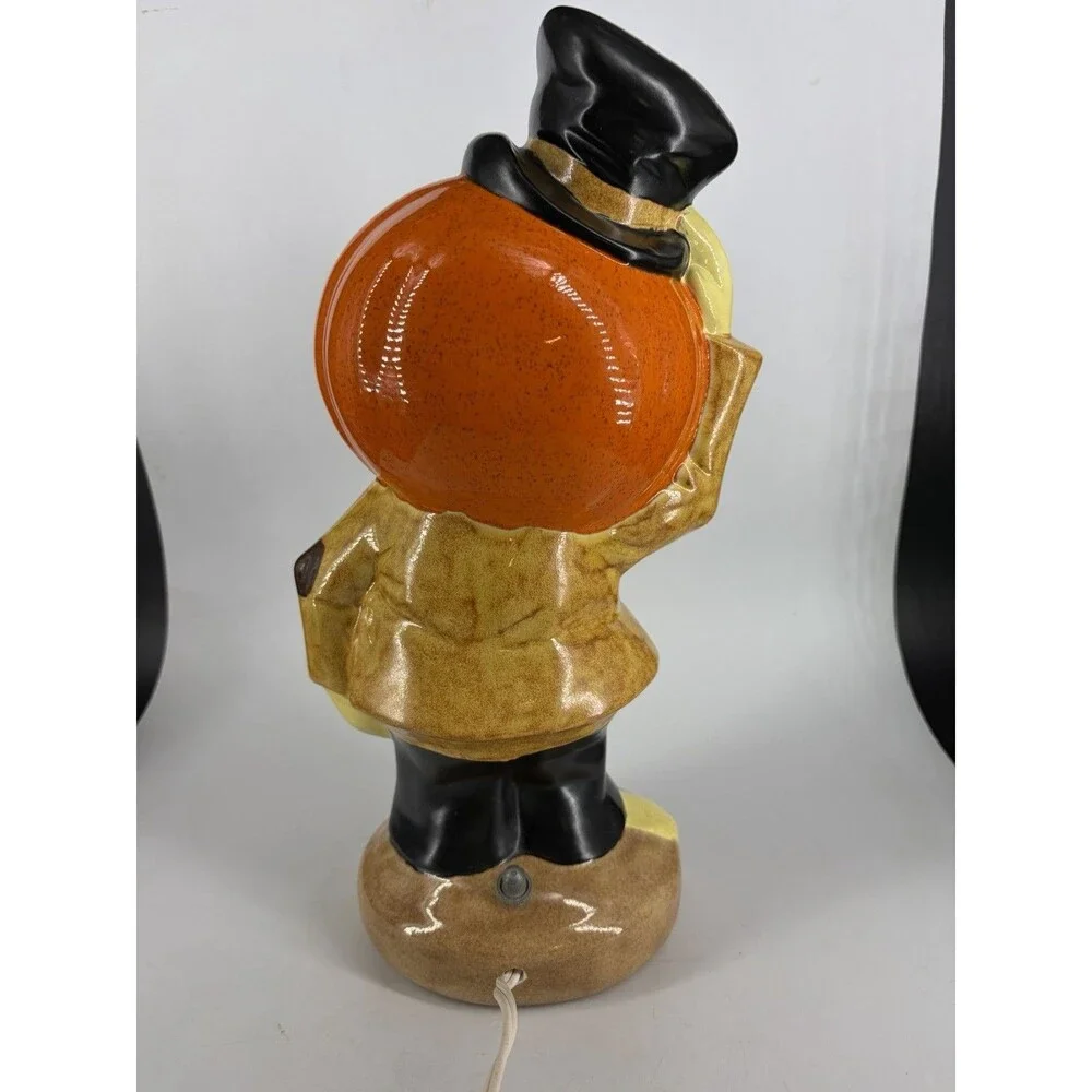 Vintage Yozie Ceramic Orange Pumpkin Head Halloween Light